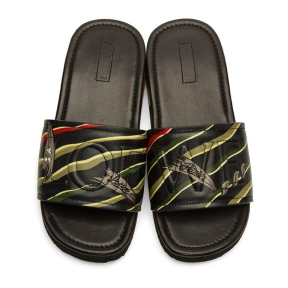 Loewe Black Paula Ibizas Edition Leather Logo Slides main image 5